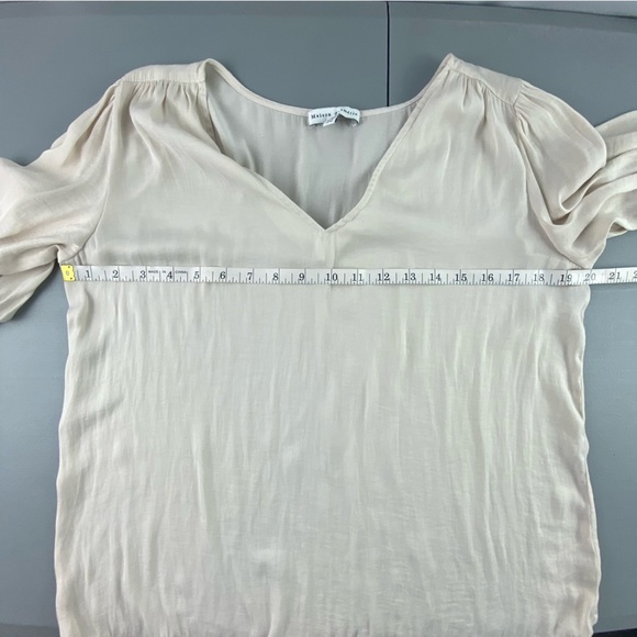 Maison D’Amelie Paris Champagne Cream Smocked Puff Sleeve Blouse Women’s Medium - Picture 7 of 12